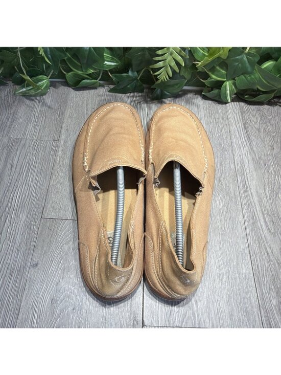 Olukai Puhalu Canvas Beige Slip On Boat Shoes Fishing Mens 13 Loafer Rare Khaki main image 5